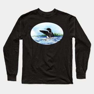 Watercolor Loon Long Sleeve T-Shirt